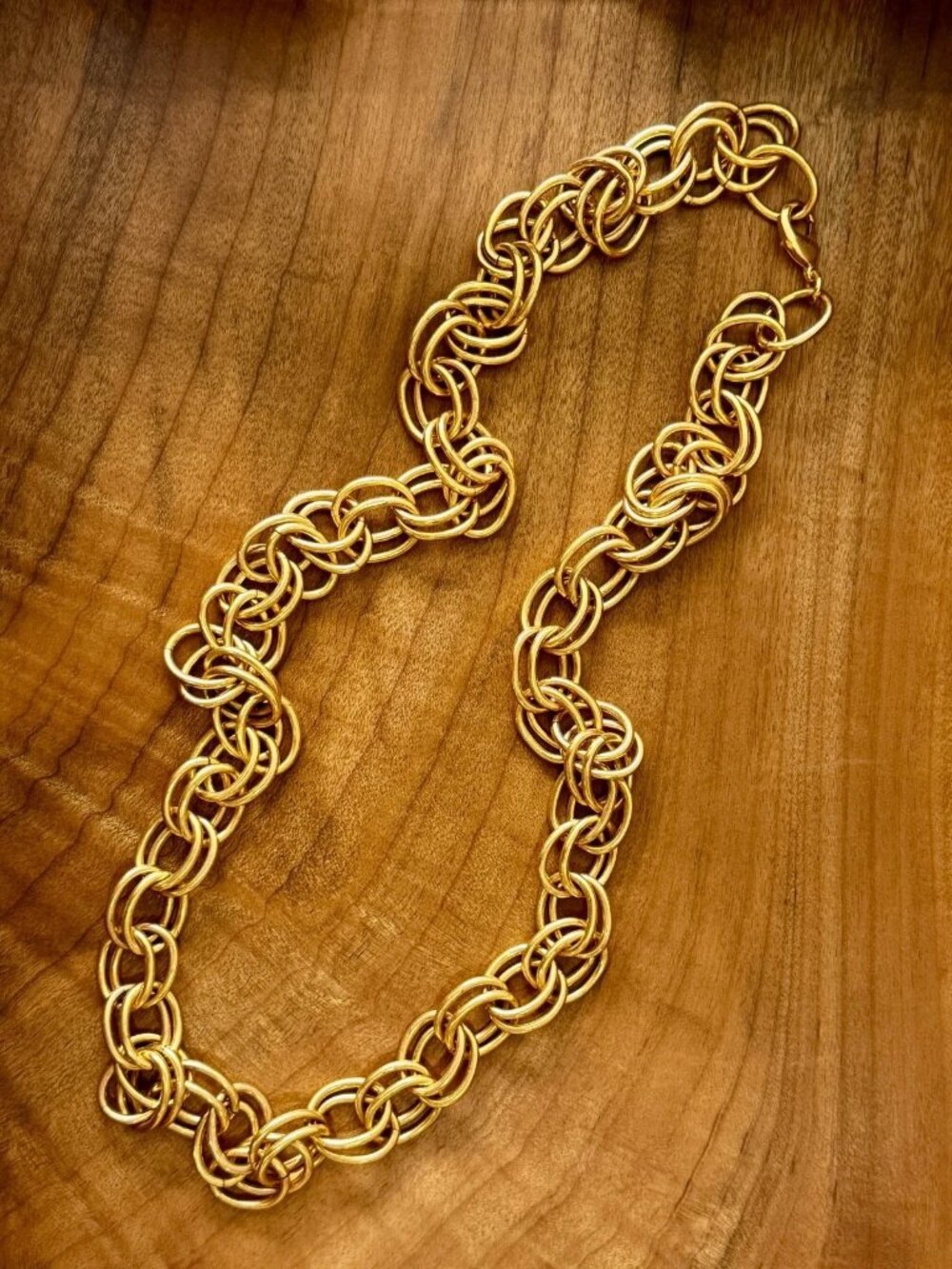 Vintage Tommy Mitchell Brass Double Link Chain Necklace 17” Statement